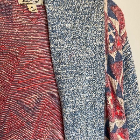 LUCKY BRAND Boho Aztec Cardigan Poncho Medium - Picture 6 of 8